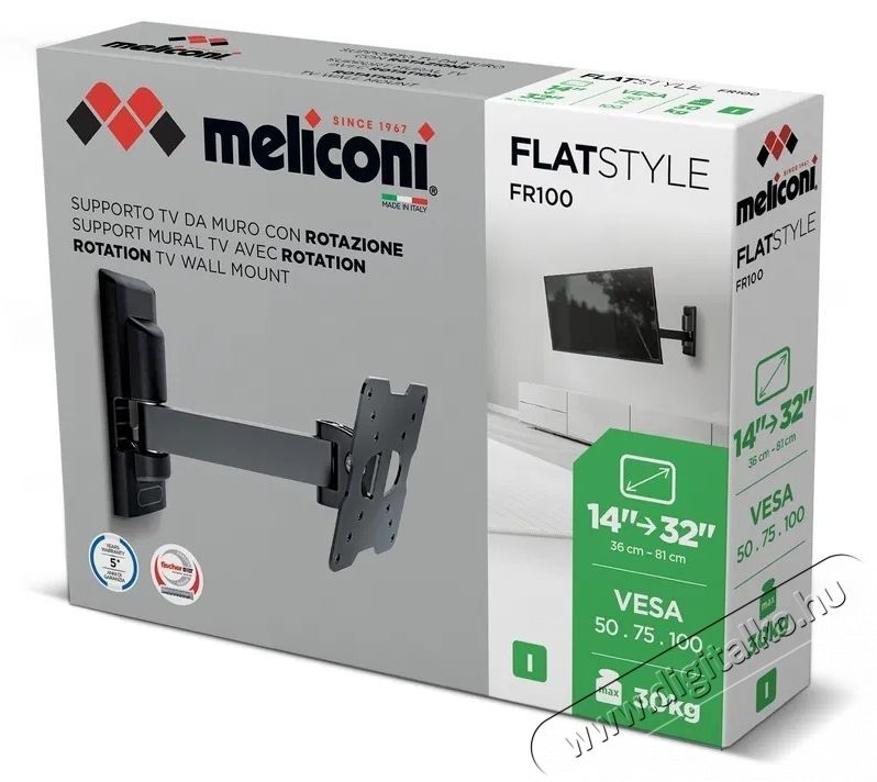 Meliconi FlatStyle ER100 TV tart&oacute; konzol Tv kieg&eacute;sz&iacute;tők - Fali tart&oacute; / konzol - Fali tv tart&oacute; - 531975