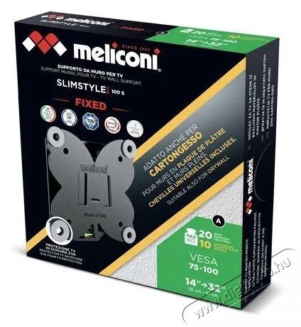 Meliconi 480954 Slimstyle Plus 100S CG TV tart&oacute; konzol Tv kieg&eacute;sz&iacute;tők - Fali tart&oacute; / konzol - Fali tv tart&oacute; - 531966