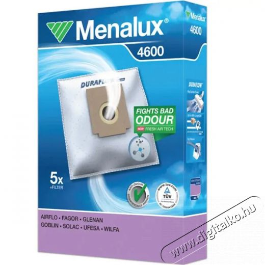 Menalux 4600 5 db szintetikus porzsák+1 mikroszűrő Háztartás / Otthon / Kültér - Porszívó / takarítógép - Porzsák / portartály - 384634