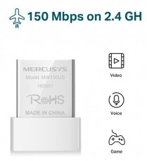 Mercusys MW150US 150Mbps Vezeték nélküli Nano USB Adapter Háztartás / Otthon / Kültér - Világítás / elektromosság - Hálózati elosztó / hosszabbító / adapter - 448228