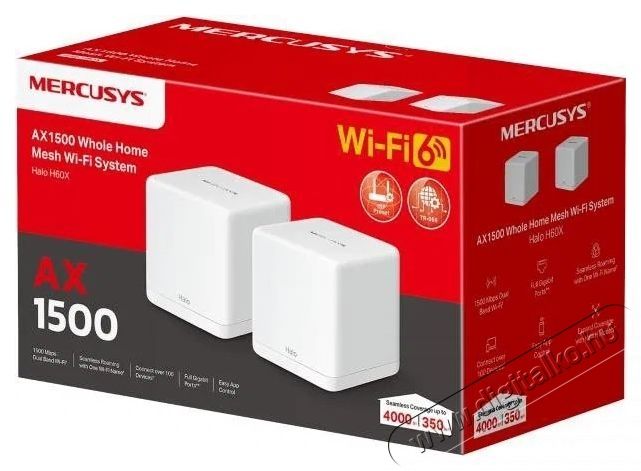 Mercusys Halo H60X, AX1500, 2-pack WiFi rendszer Iroda &eacute;s sz&aacute;m&iacute;t&aacute;stechnika - H&aacute;l&oacute;zat - Router - 532651