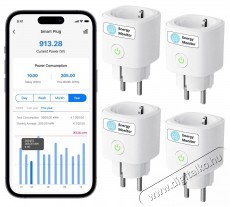 Meross Matter Compatible Smart Wi-Fi Plug with Energy Monitor (4 pack) Háztartás / Otthon / Kültér - Okos otthon - Okos konnektor - 521599