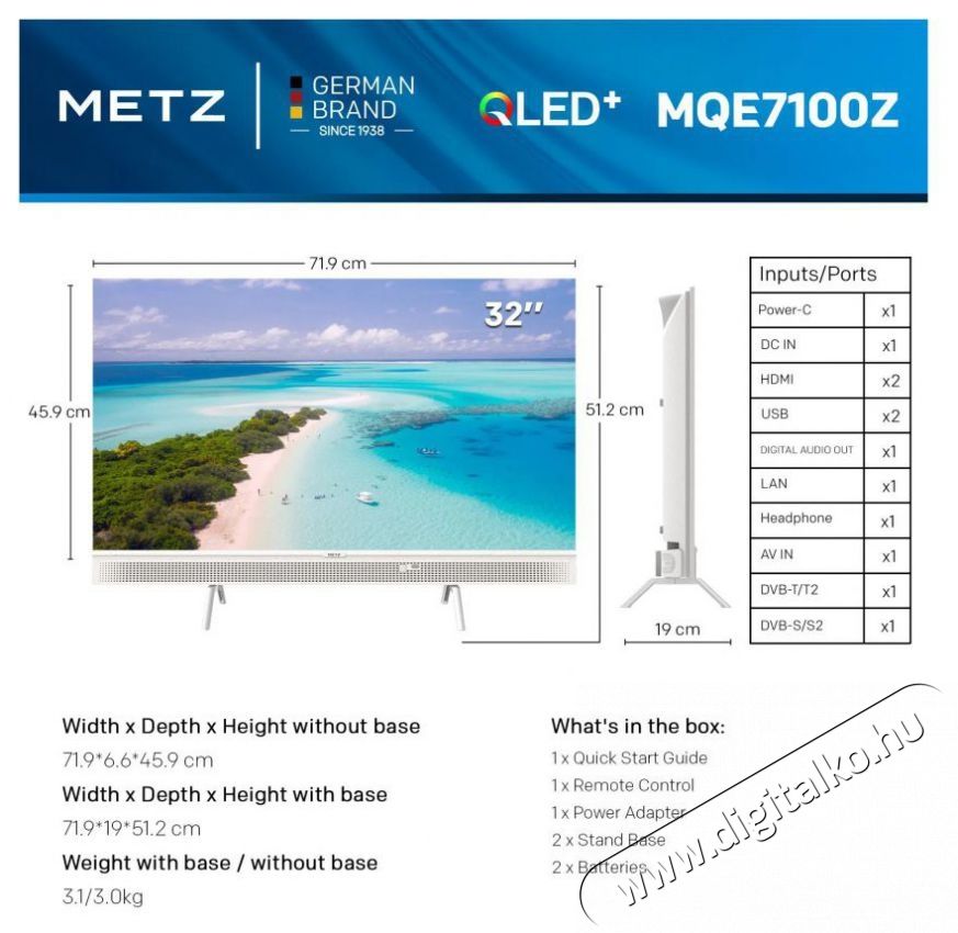 Metz 32MQE7100Z Telev&iacute;zi&oacute;k - LED telev&iacute;zi&oacute; - 720p HD Ready felbont&aacute;s&uacute; - 505923