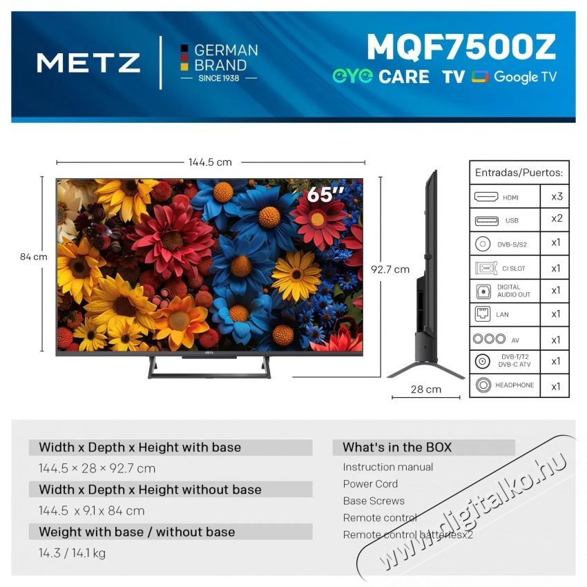 Metz 65MQF7500Z Telev&iacute;zi&oacute;k - LED telev&iacute;zi&oacute; - UHD 4K felbont&aacute;s&uacute; - 512092