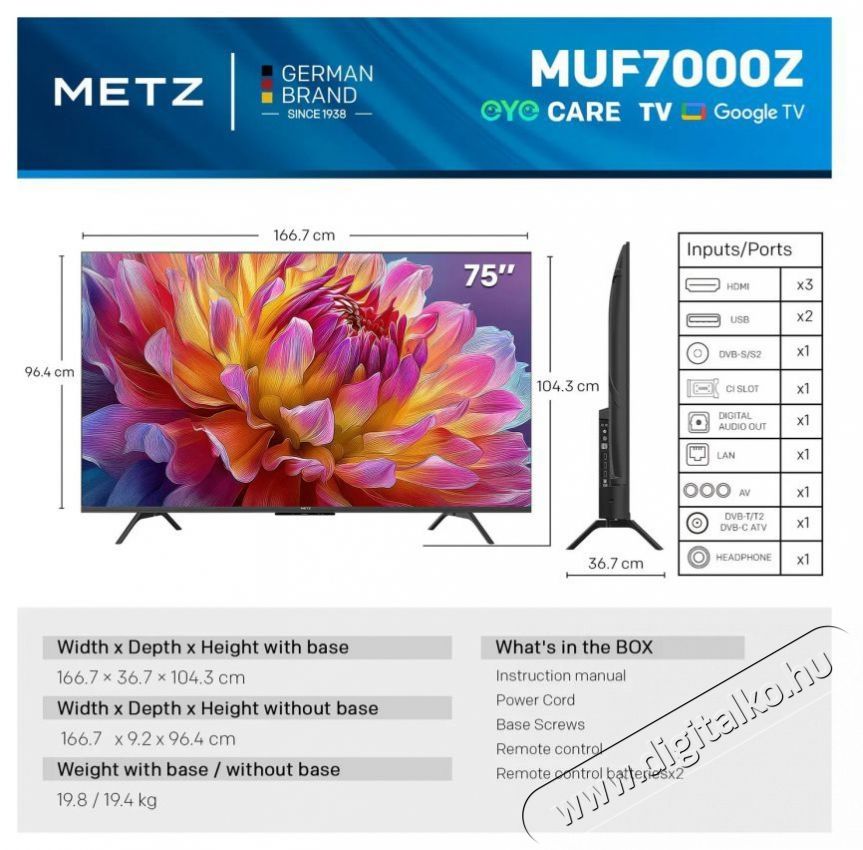 Metz 75MUF7000Z Telev&iacute;zi&oacute;k - LED telev&iacute;zi&oacute; - UHD 4K felbont&aacute;s&uacute; - 512095