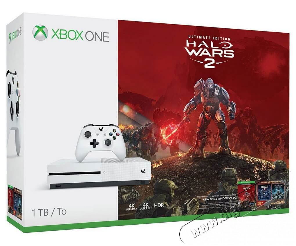 Microsoft Xbox One S 1TB fehér konzol + Halo Wars 2 játékszoftver Iroda és számítástechnika - Játék konzol - Xbox One konzol - 330139