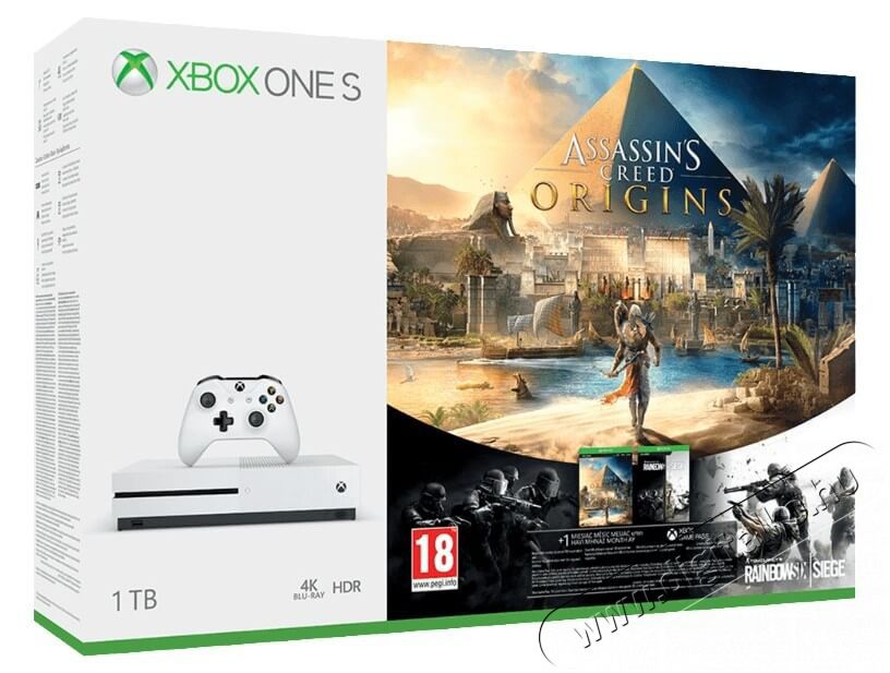 Microsoft Xbox One S 1TB konzol + Assassin’s Creed Origins + Rainbow Six játékszoftver Iroda és számítástechnika - Játék konzol - Xbox One konzol - 330140