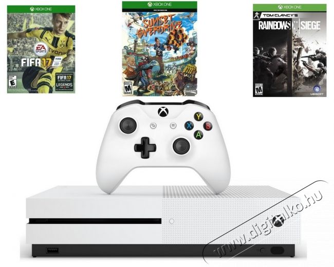 Microsoft Xbox One S 1TB konzol + Fifa 17 + Rainbow Six Siege + Sunset Overdrive j&aacute;t&eacute;kkal Iroda &eacute;s sz&aacute;m&iacute;t&aacute;stechnika - J&aacute;t&eacute;k konzol - Xbox One konzol - 322875