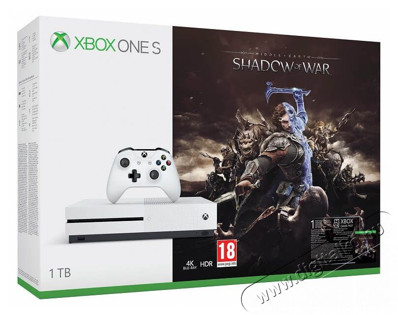 Microsoft Xbox One S 1TB konzol + Shadow of War játékszoftver Iroda és számítástechnika - Játék konzol - Xbox One konzol - 330141