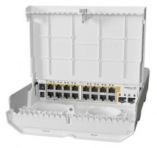 MikroTik netPower 16P 16port GbE LAN PoE 2xSFP+ port kültéri PoE Switch Iroda és számítástechnika - Hálózat - Switch - 428744