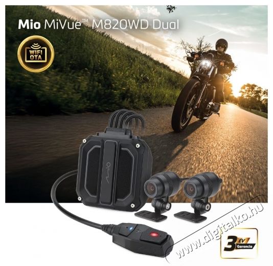 MIO MMiVue M820WD Dual Moto videokamera F&eacute;nyk&eacute;pezőg&eacute;p / kamera - Aut&oacute;s fed&eacute;lzeti kamera - 535468