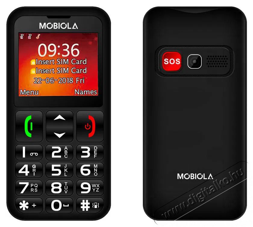 Mobiola MB700 fekete Mobil / Kommunik&aacute;ci&oacute; / Smart - Klasszikus / Mobiltelefon időseknek - 527506