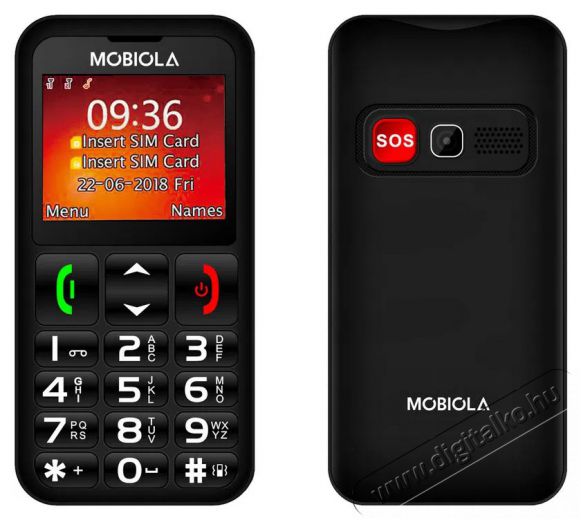Mobiola MB700 fekete Mobil / Kommunik&aacute;ci&oacute; / Smart - Klasszikus / Mobiltelefon időseknek - 527506