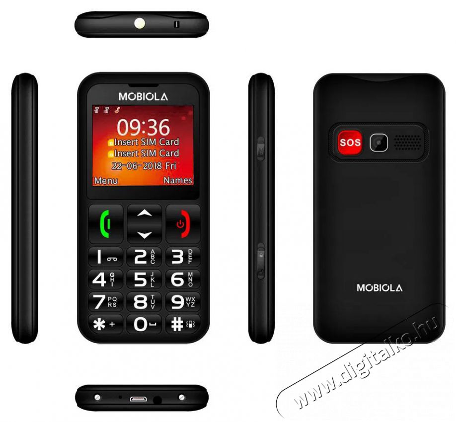 Mobiola MB700 fekete Mobil / Kommunik&aacute;ci&oacute; / Smart - Klasszikus / Mobiltelefon időseknek - 527506