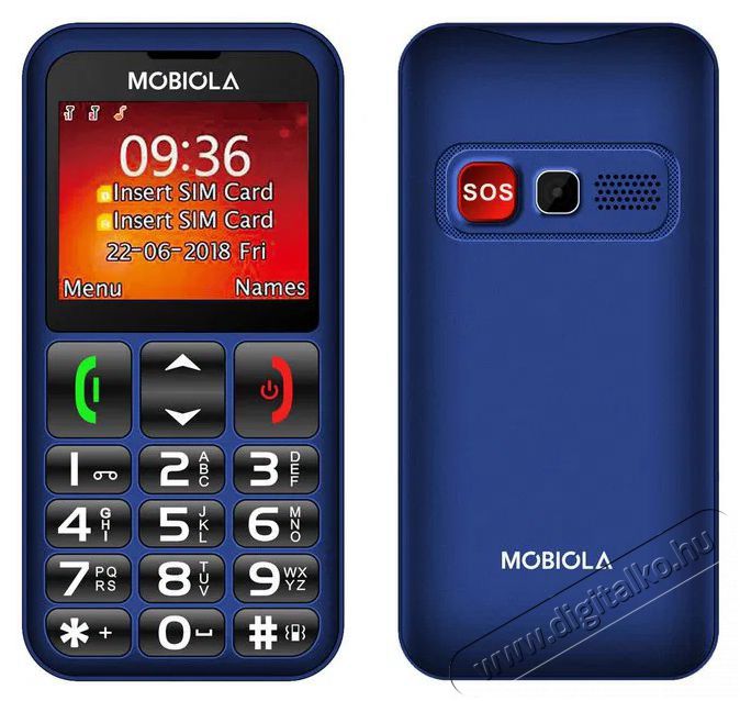 Mobiola MB700 k&eacute;k Mobil / Kommunik&aacute;ci&oacute; / Smart - Klasszikus / Mobiltelefon időseknek - 527507