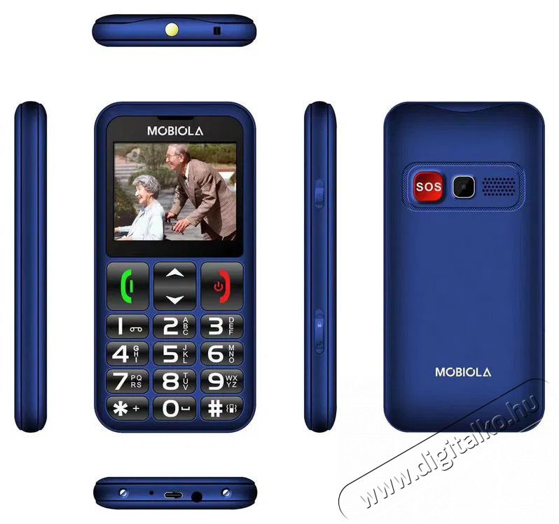 Mobiola MB700 k&eacute;k Mobil / Kommunik&aacute;ci&oacute; / Smart - Klasszikus / Mobiltelefon időseknek - 527507