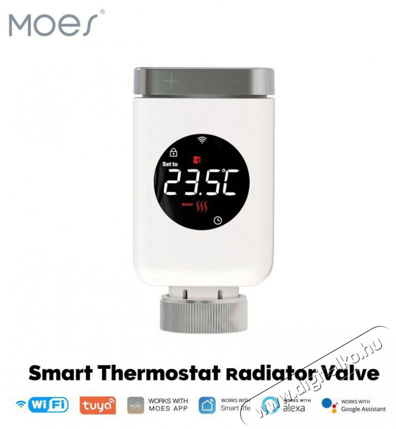 MOES WTRV-801 Smart Radiator Valve, Zigbee, White H&aacute;ztart&aacute;s / Otthon / K&uuml;lt&eacute;r - Okos otthon - Termoszt&aacute;t - 519566