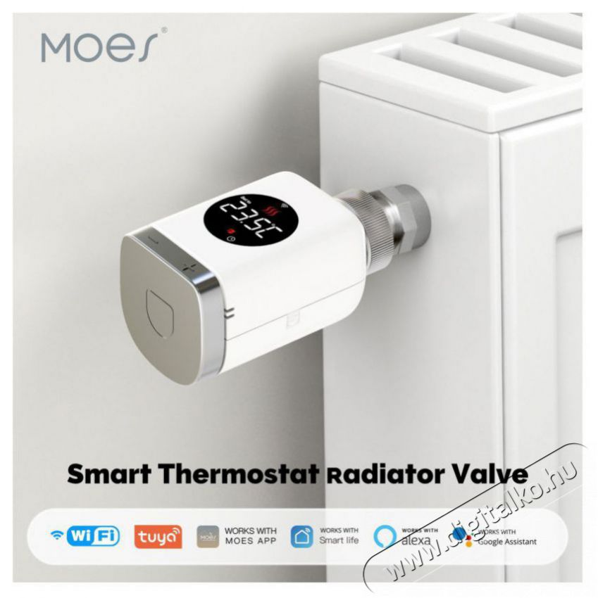 MOES WTRV-801 Smart Radiator Valve, Zigbee, White H&aacute;ztart&aacute;s / Otthon / K&uuml;lt&eacute;r - Okos otthon - Termoszt&aacute;t - 519566