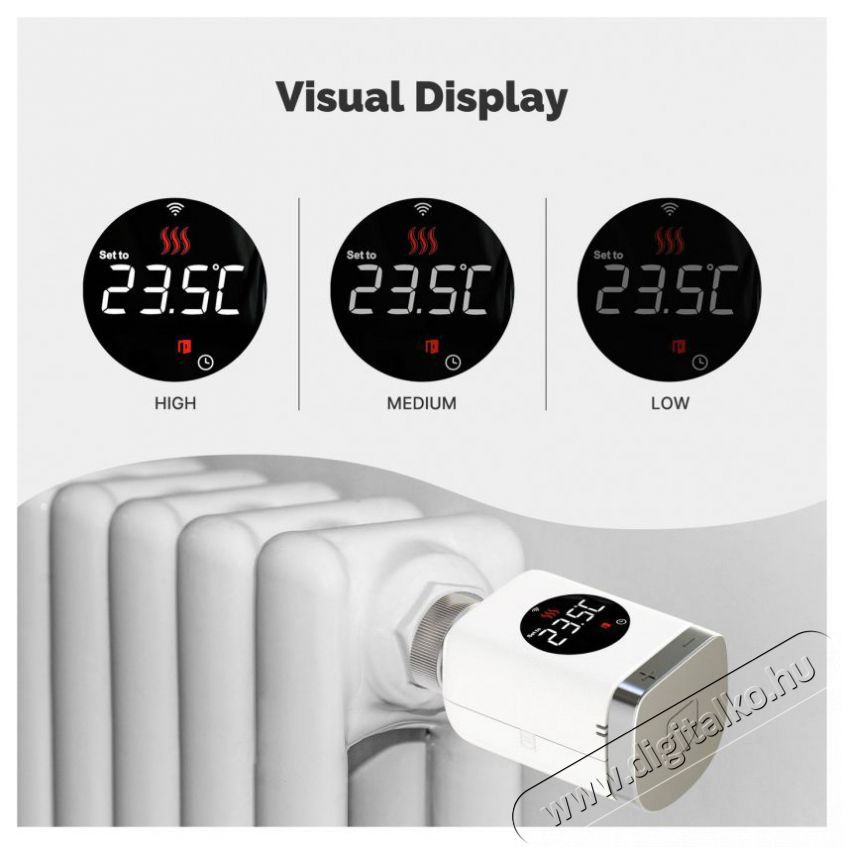 MOES ZTRV-801 Smart Radiator Valve, Zigbee, White H&aacute;ztart&aacute;s / Otthon / K&uuml;lt&eacute;r - Okos otthon - Termoszt&aacute;t - 519567