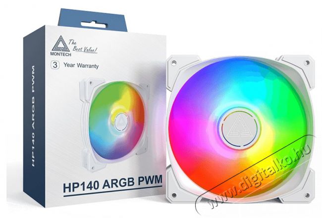 Montech HP140 ARGB PWM White Iroda és számítástechnika - Számítógép tartozék - Ventilátor - 512100