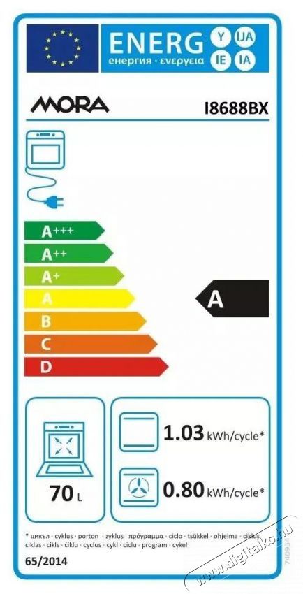 Mora I 8688 BX Konyhai term&eacute;kek - S&uuml;tő-főzőlap, tűzhely (szabadon&aacute;ll&oacute;) - Elektromos tűzhely (szabadon&aacute;ll&oacute;) - 505250
