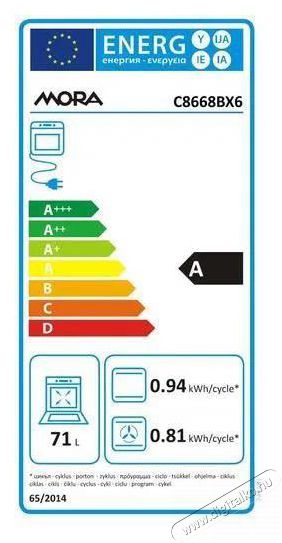 Mora C 8668 BX6 Konyhai term&eacute;kek - S&uuml;tő-főzőlap, tűzhely (szabadon&aacute;ll&oacute;) - Elektromos tűzhely (szabadon&aacute;ll&oacute;) - 505244