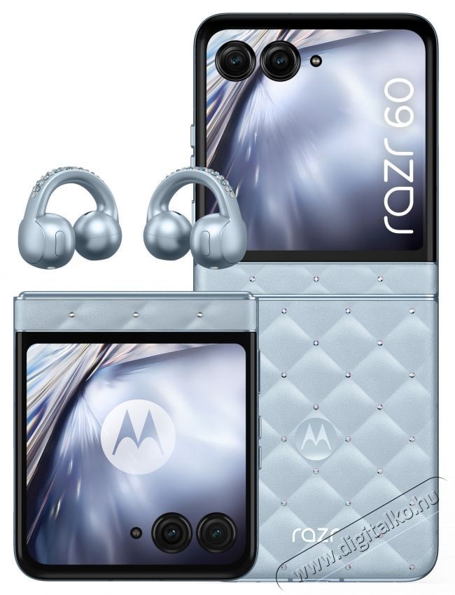 Motorola Razr 60 Swarovski mobiltelefon, Dual SIM, 256GB, 8GB RAM, Ice Melt + moto buds loop f&uuml;lhallgat&oacute; Mobil / Kommunik&aacute;ci&oacute; / Smart - Okostelefon - Android - 534412