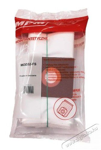 MPM MOD32-FS Mikrofilteres porzsák MOD-32-es porszívóhoz - 5db Háztartás / Otthon / Kültér - Porszívó / takarítógép - Porzsák / portartály - 355263