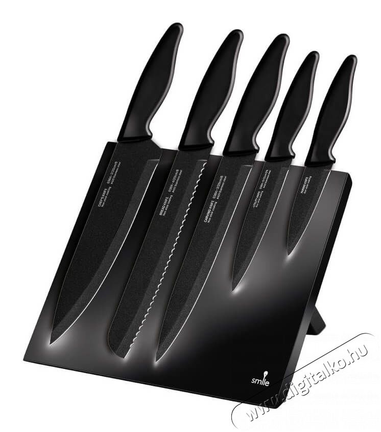 MPM SNS-2 6 db-os acél késkészlet mágneses fatartón Konyhai termékek - Konyhai eszköz - Kés / olló - 339909