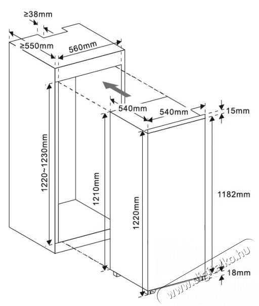 MPM MPM-185-CJI-18 Hűtőszekr&eacute;ny, hűtőg&eacute;p Konyhai term&eacute;kek - Hűtő, fagyaszt&oacute; (be&eacute;p&iacute;thető) - Egyajt&oacute;s hűtő - 531016