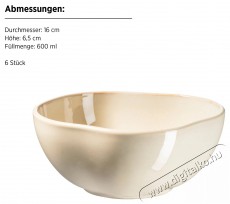 Mäser 16 cm, 6 darab, bézs, CORDELIA Konyhai termékek - Étkészlet - Tányér készlet - 527476