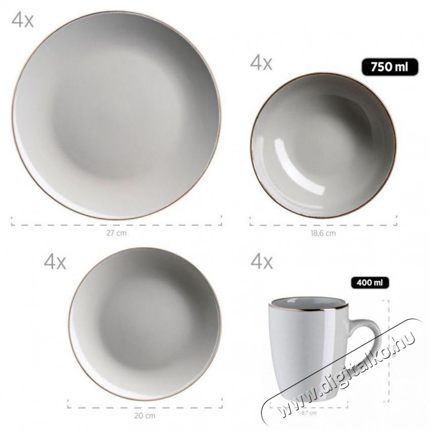 M&auml;ser GREY METALLIC RIM &Eacute;tk&eacute;szlet 16 db Konyhai term&eacute;kek - &Eacute;tk&eacute;szlet - T&aacute;ny&eacute;r k&eacute;szlet - 527462