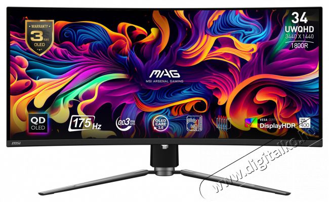 MSI 34" MAG 341CQP UWQHD QD-OLED 175Hz HDMI/DP/USB-C fekete ívelt gamer monitor Iroda és számítástechnika - Monitor - 21:9 Ultrawide monitor - 496844
