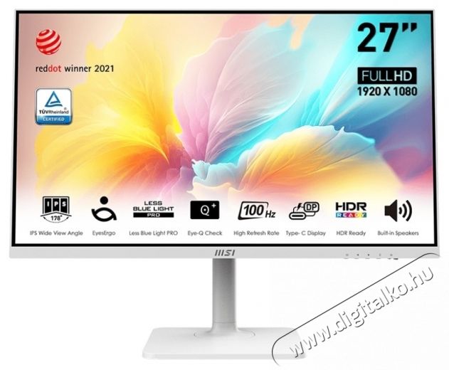 MSI Modern MD2712PW 27 h&uuml;velykes FHD IPS 4ms 100Hz, feh&eacute;r Iroda &eacute;s sz&aacute;m&iacute;t&aacute;stechnika - Monitor - Monitor - 534424