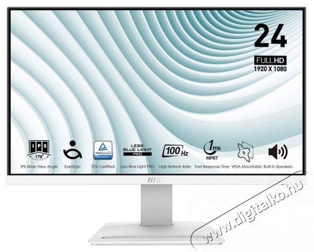 MSI PRO MP243XW LED monitor, 23.8  , IPS, Full HD, 100Hz, 4ms, HDMI, DP, Hangsz&oacute;r&oacute;, Feh&eacute;r Iroda &eacute;s sz&aacute;m&iacute;t&aacute;stechnika - Monitor - Monitor - 534425