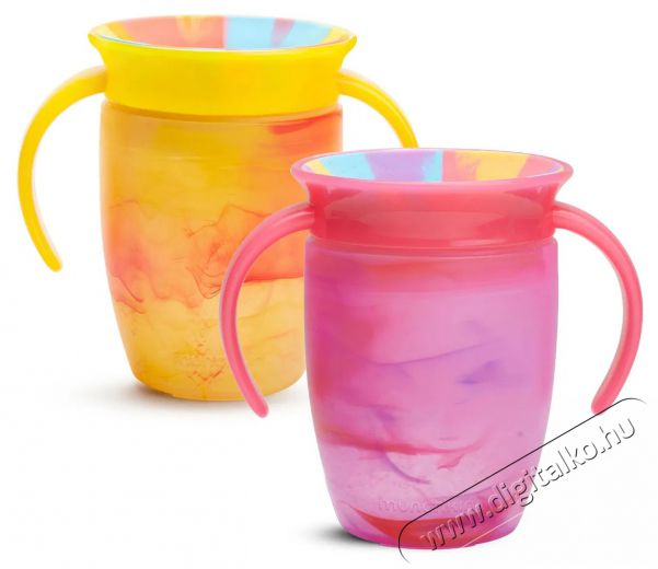 Munchkin Miracle 360  Tie Dye Cup Tropical - sárga, rózsaszín, 2db, 207ml Szépségápolás / Egészség - Baba mama termék - Cumisüveg / bébiétel melegítő - 521754