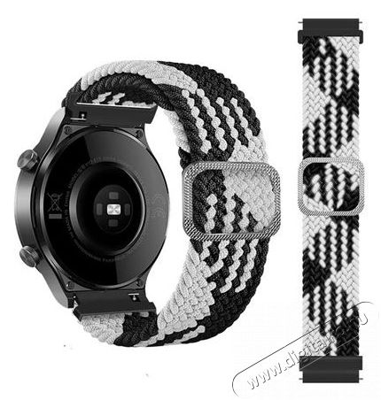 Mybandz 20SKU4106 Állítható elasztikus szövet óraszíj fekete-fehér 20mm Háztartás / Otthon / Kültér - Óra - Egyéb óra - 393428