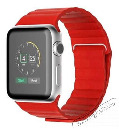 Mybandz APW422345 apple watch utángyártott mágneses bőróraszíj 42/44mm - piros Mobil / Kommunikáció / Smart - Okos eszköz - Egyéb okos eszköz - 366062