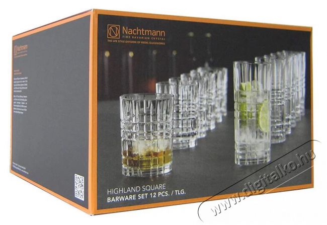 Nachtmann  12 darabos whiskys pohár készlet 345 ml, Longdrink 445 ml HIGHLAND SQUARE 101754 Konyhai termékek - Konyhai eszköz - Készlet / szett - 525368
