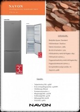 Navon 278 X A+ alulfagyasztós hűtőszekrény Konyhai termékek - Hűtő, fagyasztó (szabadonálló) - Alulfagyasztós kombinált hűtő - 347189