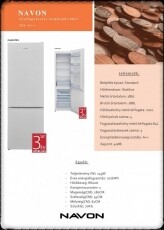 Navon 286 A++ alulfagyasztós hűtőszekrény Konyhai termékek - Hűtő, fagyasztó (szabadonálló) - Alulfagyasztós kombinált hűtő - 347193