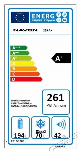 Navon 289 A+ No Frost alulfagyasztós hűtőszekrény Konyhai termékek - Hűtő, fagyasztó (szabadonálló) - Alulfagyasztós kombinált hűtő - 347195