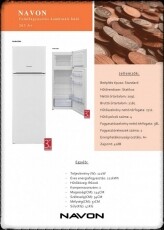 Navon 263 A+ felülfagyasztós hűtőszekrény Konyhai termékek - Hűtő, fagyasztó (szabadonálló) - Felülfagyasztós kombinált hűtő - 347185