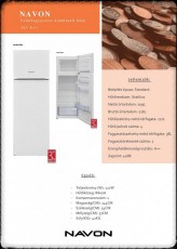 Navon 263 A++ felülfegyasztós hűtőszekrény Konyhai termékek - Hűtő, fagyasztó (szabadonálló) - Felülfagyasztós kombinált hűtő - 347186