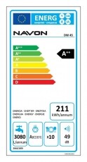 Navon DW 45 mosogatógép Konyhai termékek - Mosogatógép - Keskeny (45cm-ig) szabadonálló mosogatógép - 347840