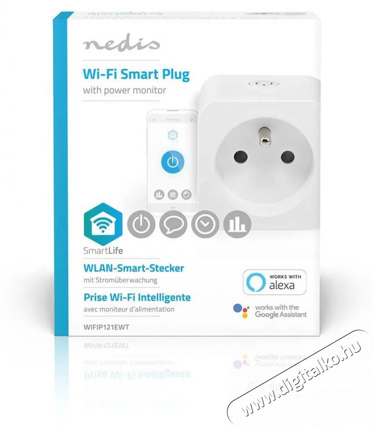 Nedis Wi-Fi okos konnektor WIFIP121EWT H&aacute;ztart&aacute;s / Otthon / K&uuml;lt&eacute;r - Okos otthon - Okos konnektor - 521797