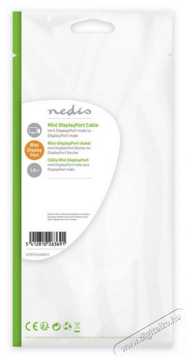 Nedis CCGP37400BK10 mini displayport kábel - displayport kábel - 1 méter Tv kiegészítők - Kábel / csatlakozó - Mini DisplayPort kábel - 366191