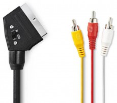 Nedis CVGP31130BK20 kapcsolható SCART kábel - 2 méter Tv kiegészítők - Kábel / csatlakozó - Scart-RCA kábel - 366453
