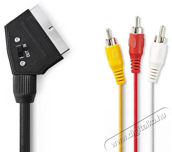 Nedis CVGP31130BK20 kapcsolható SCART kábel - 2 méter Tv kiegészítők - Kábel / csatlakozó - Scart-RCA kábel - 366453