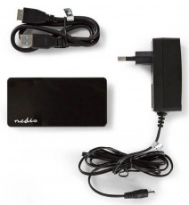 Nedis UHUBU3420BK USB elosztó Iroda és számítástechnika - Notebook kiegészítő - USB hub / elosztó - 366265